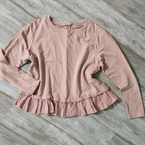 Altar'd State Lace & Button Detail Terry Top